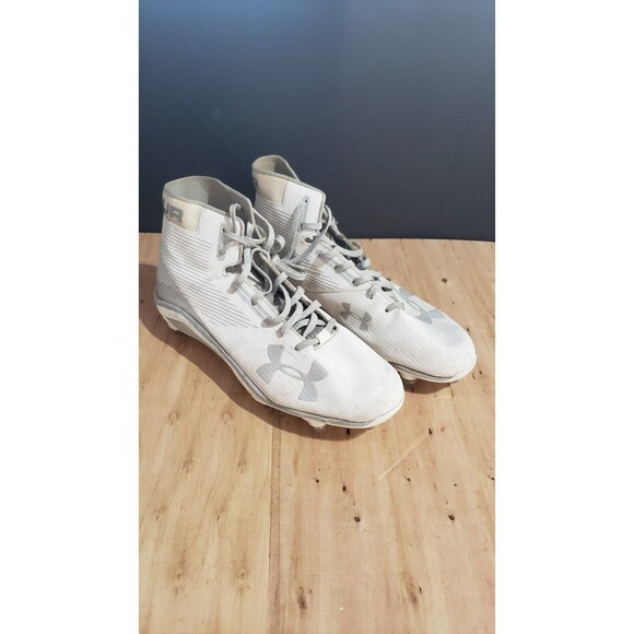Under Armour UA Hammer Mid MC Men's Football Cleats size 13 White/Silver - Picture 1 of 7